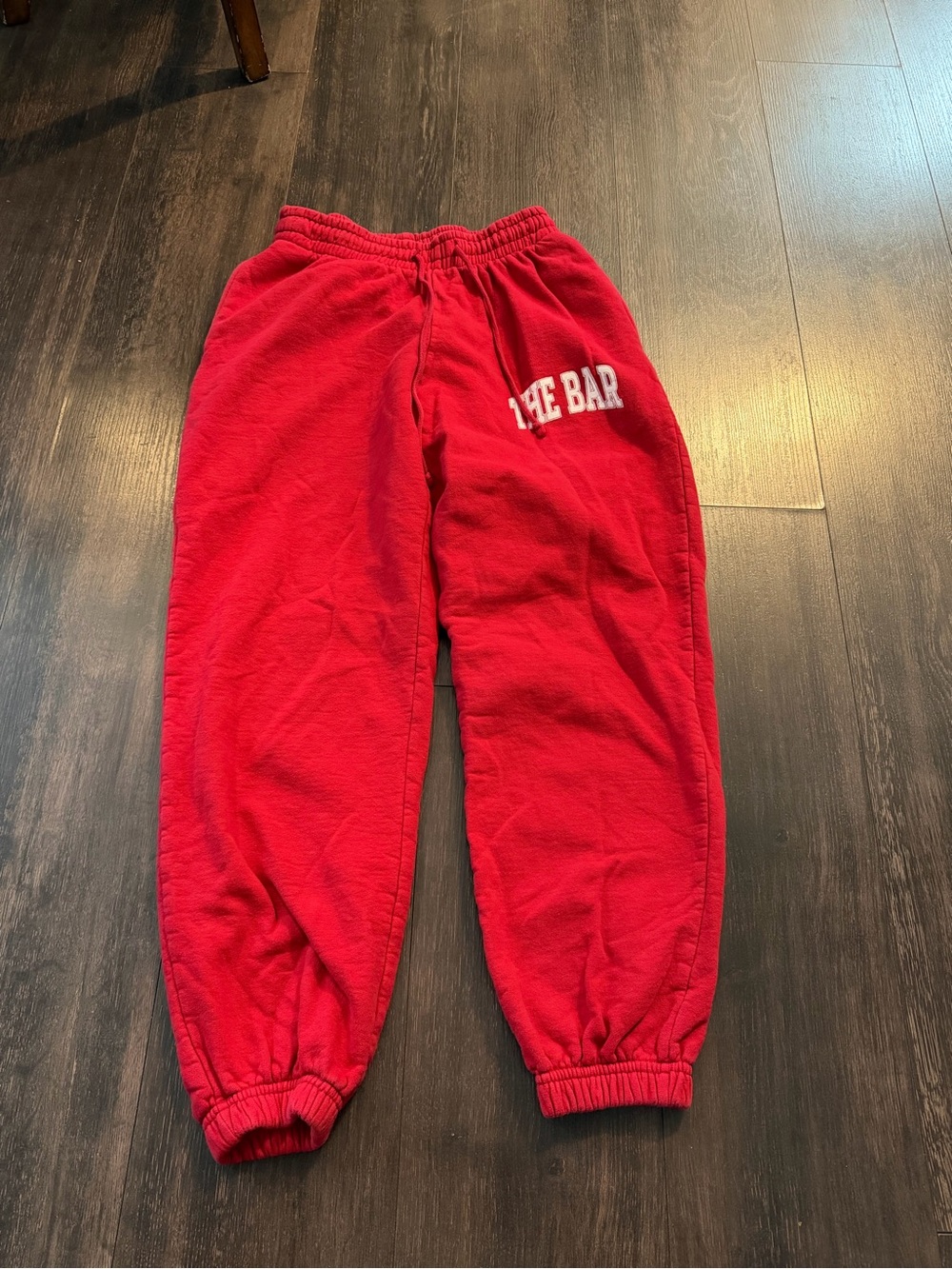 The Bar Red Fleece Joggers with White Logo